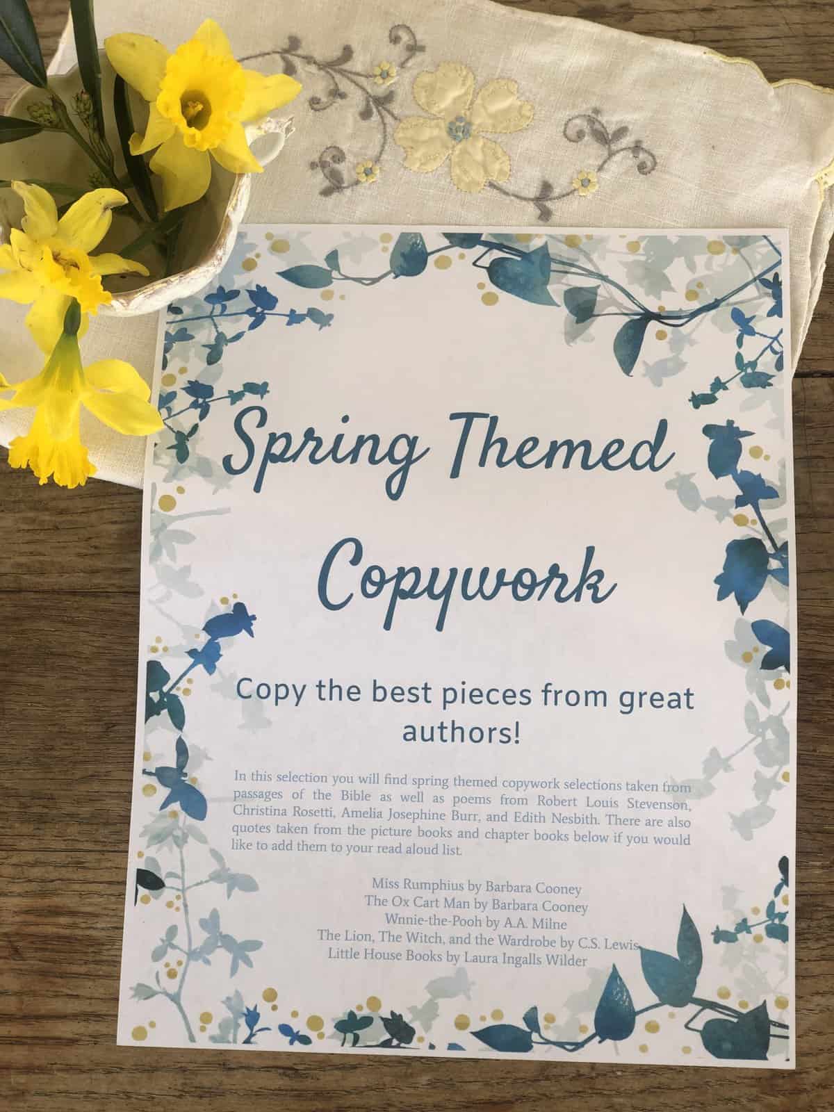 Spring Themed Copywork (FREE Printable)
